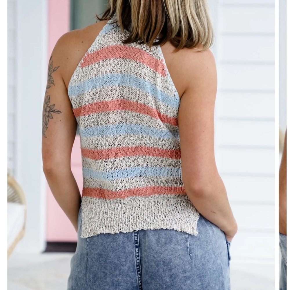 Pol Multicolor Sleeveless Split Neck Sweater With… - image 6